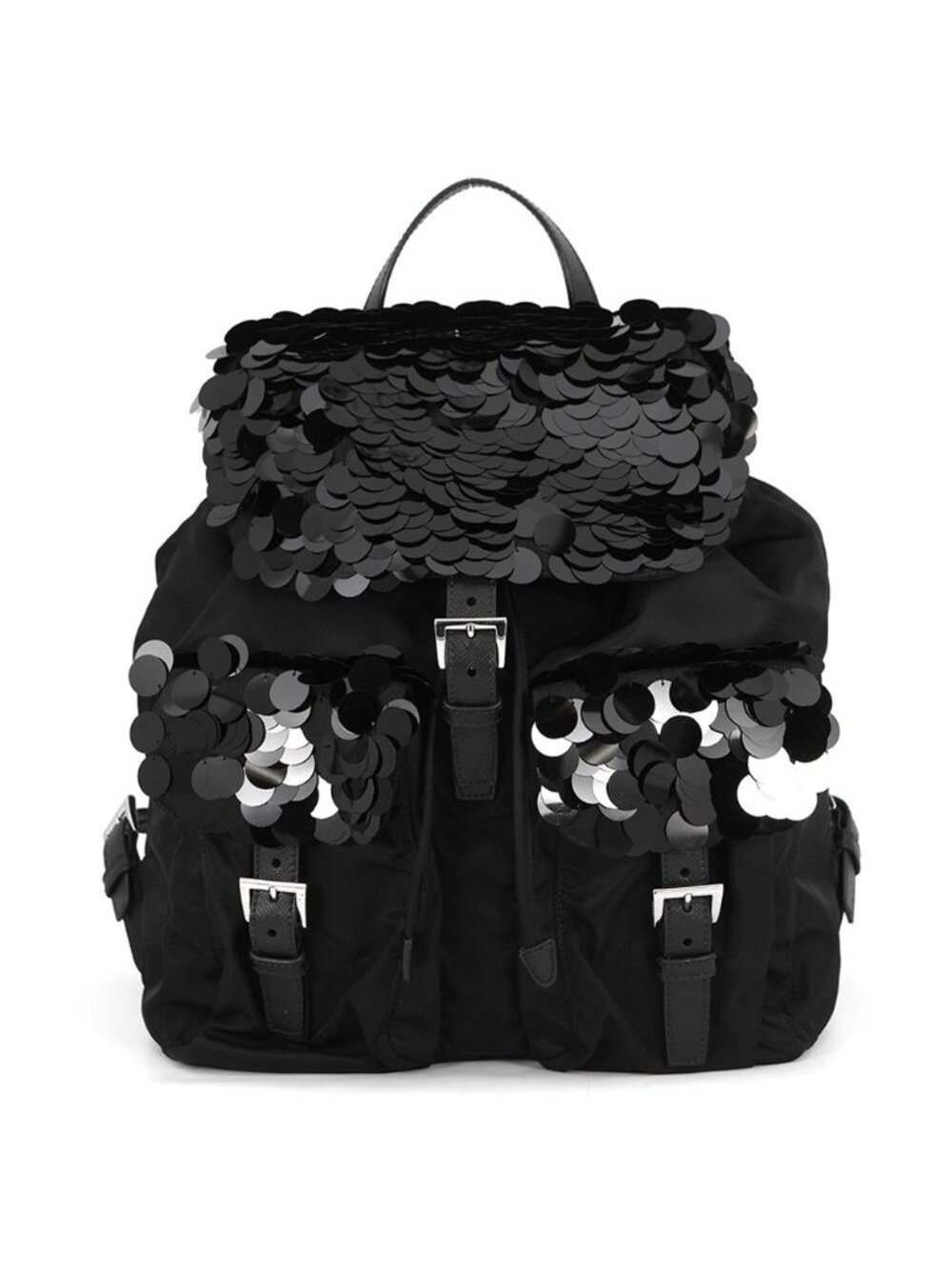 Prada Backpack Nylon Sequin Black